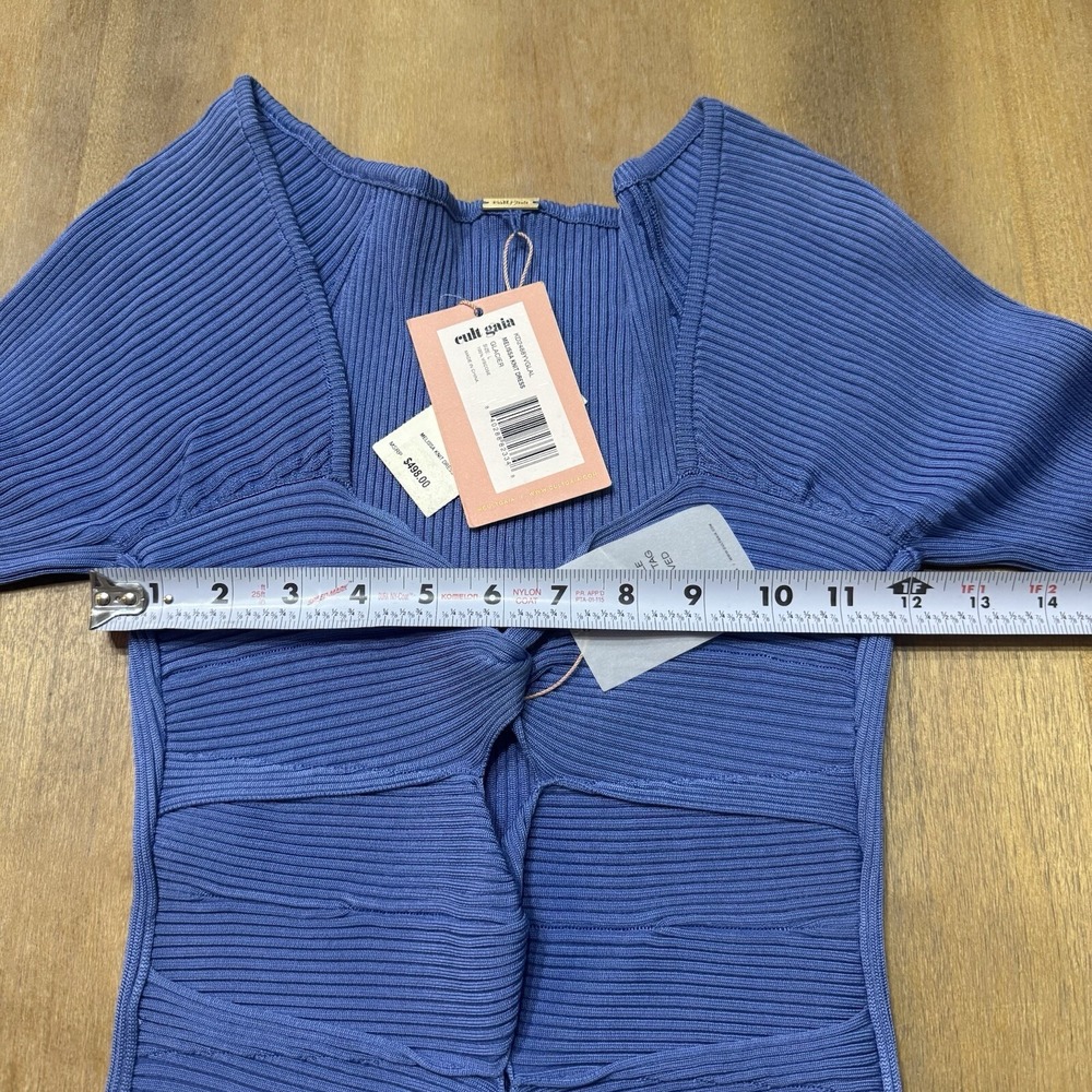 Cult Gaia Melissa Long Sleeve Knit Midi Dress Size‎ Large Ribbed Stretch - Picture 4 of 13